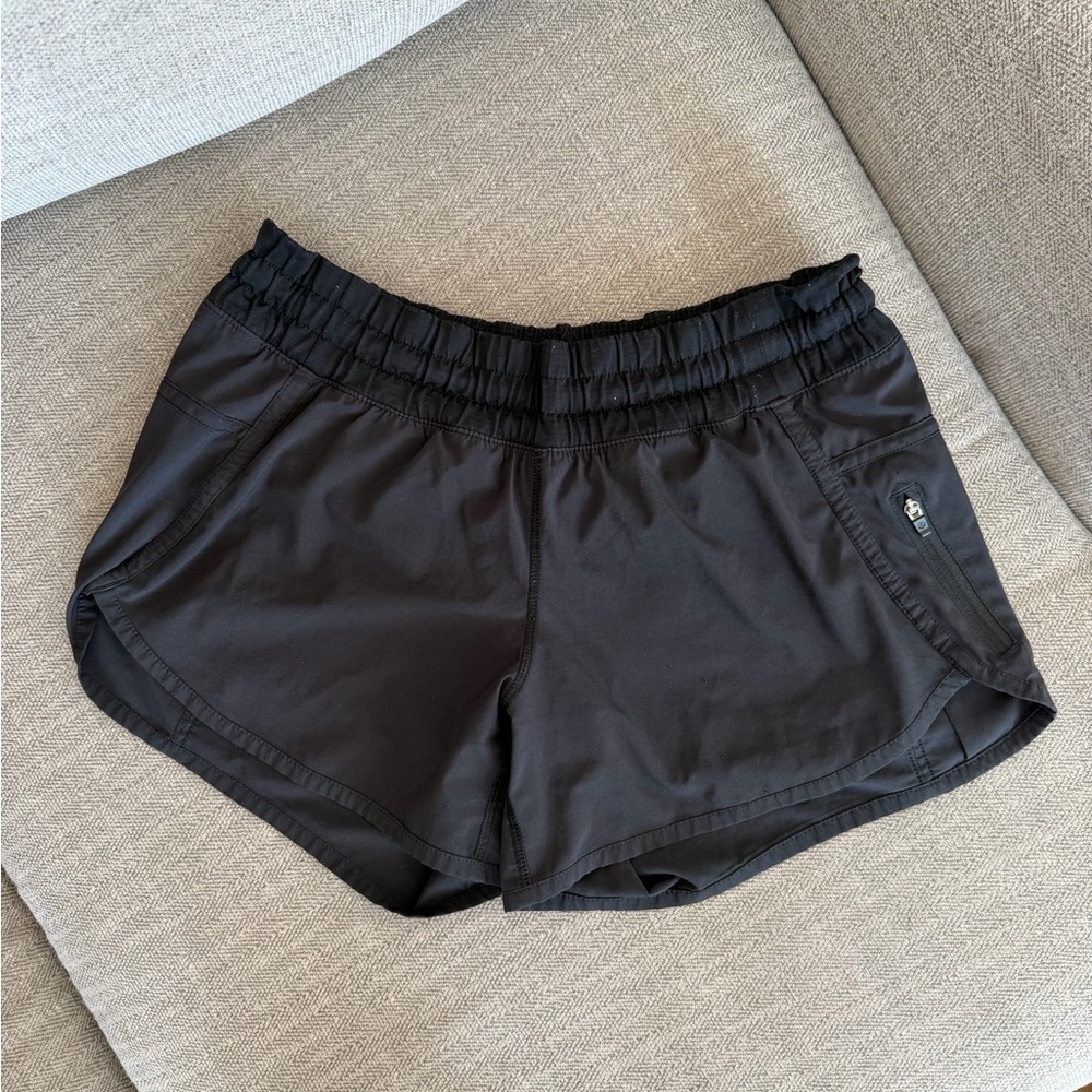 Lululemon Black Running Gym Shorts Size 4 Athletic Zip Pocket